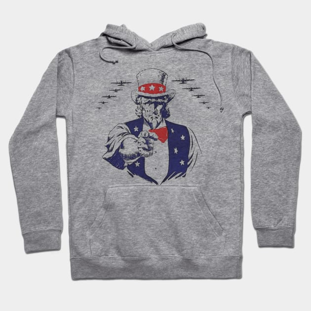 Uncle Sam Aviation Planes WW2 Vintage Propaganda Hoodie by Distant War